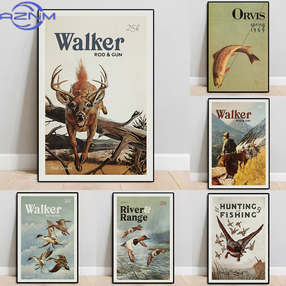 Outdoor Hunting Pictures - AZNM – affiche rétro sur toile,