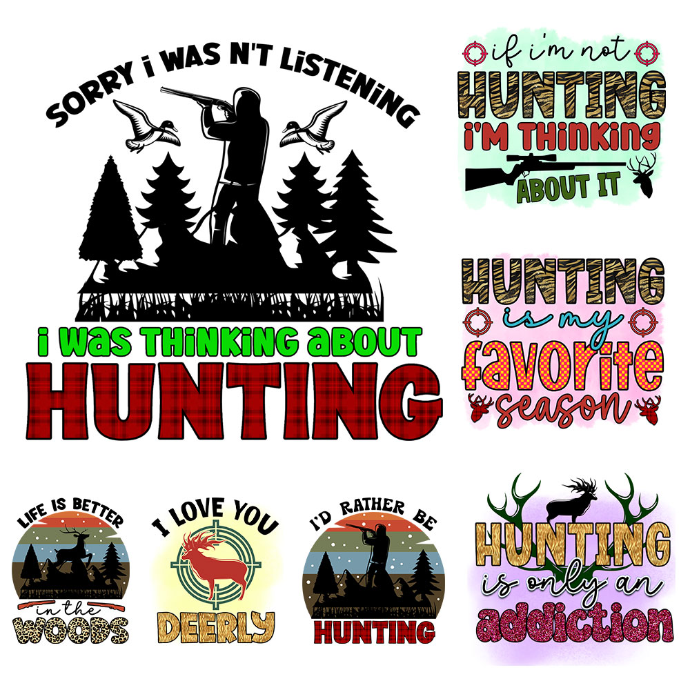 Outdoor Hunting Pictures - Patchs thermocollants DIY pour t-shirts, vinyle